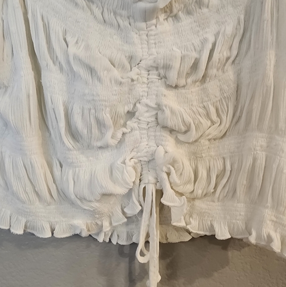 Ocean Drive Draw String Off the Shoulder Ruffle Blouse - Picture 4 of 7